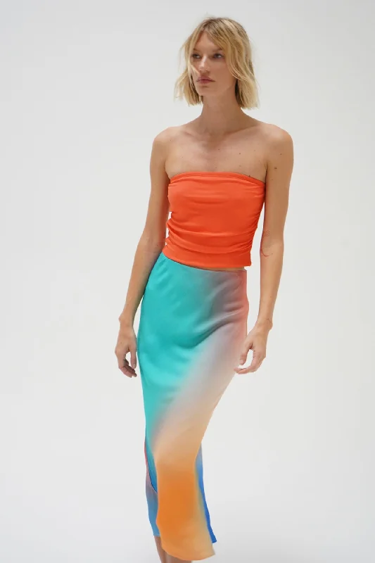 Holly Ribbed Strapless Top - Summer Coral