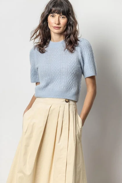 Cropped Cable Sweater in Glacier