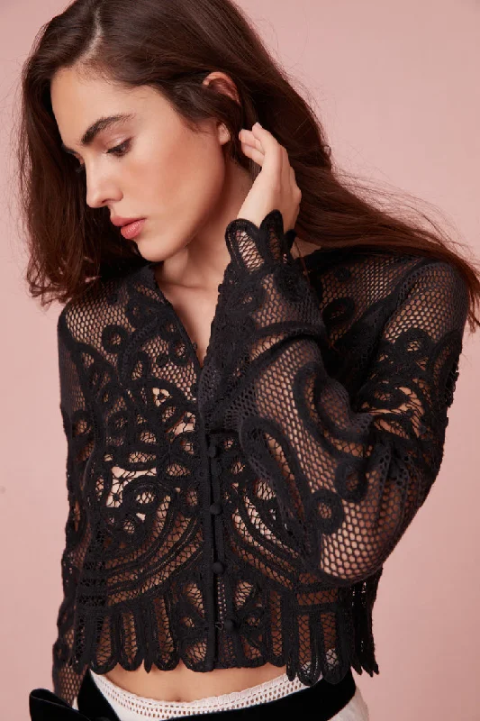 Rinko Scalloped Sheer Lace Top