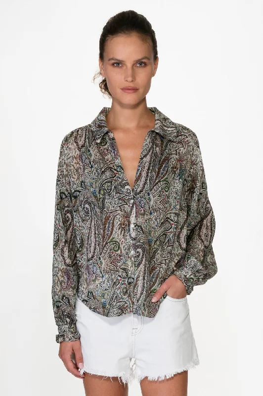 Printed Flat Chiffon Silk Blouse