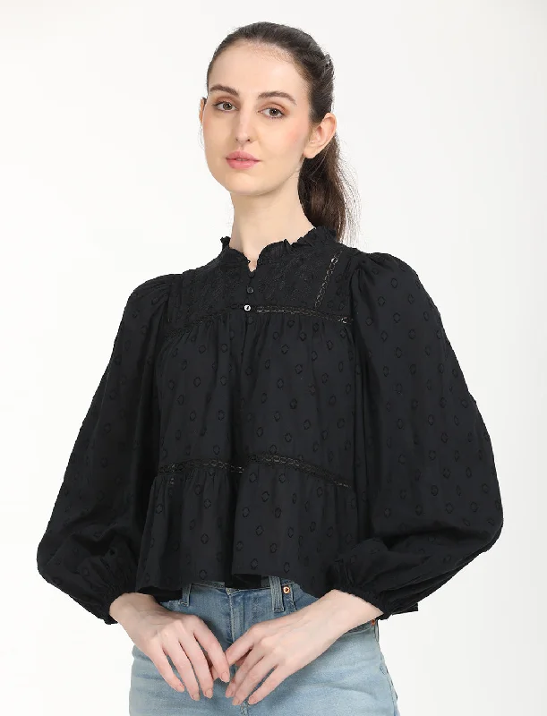 Women's Solid Black Top