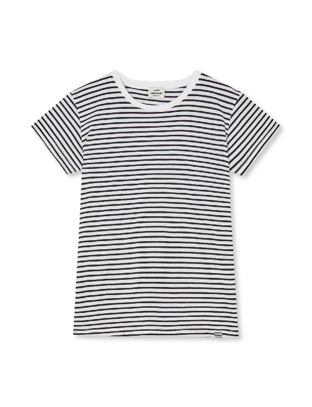 Organic Jersey Stripe Tuvina Tee FAV,  White/Black