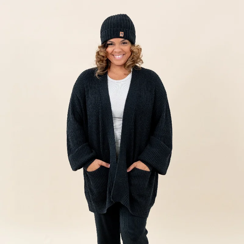 Chunky Knit Women's Oversized Cardigan in Midnight