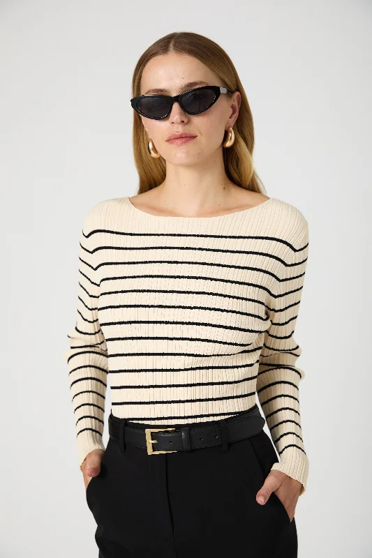 Stripe Crinkle Knit Top