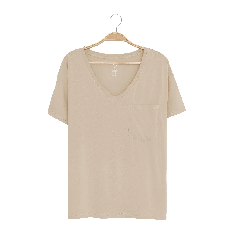 Women's Relaxed Fit V-Neck in Almond