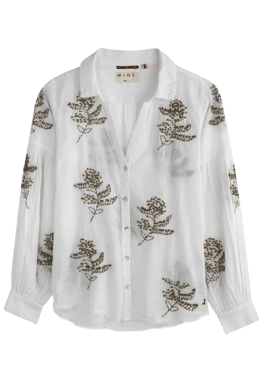 Olive  Rice Embroidery Blouse