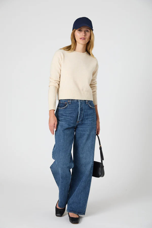 Kesia Crewneck Cropped Jumper in Oat Meal