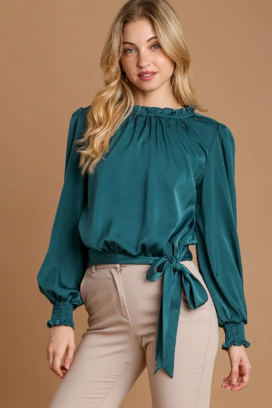 Tied Hem Long Sleeve Blouse