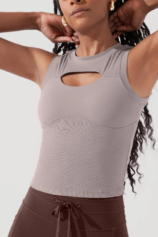 POPFLEX® Peekaboo Crew Tank - Smoky Taupe