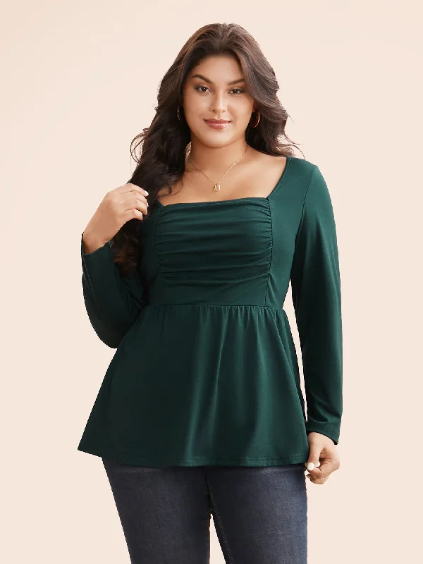 Square Neck Ruched Jersey Top