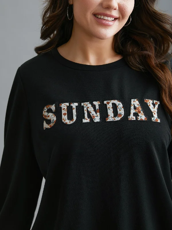 Sunday Patchwork Embroidered Sweatshirt