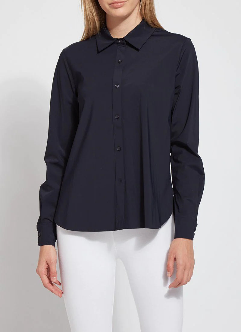 Connie Slim Button Down in Navy