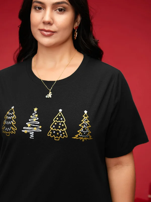 Shimmering Trees Half Sleeves Slim-Fit Tee