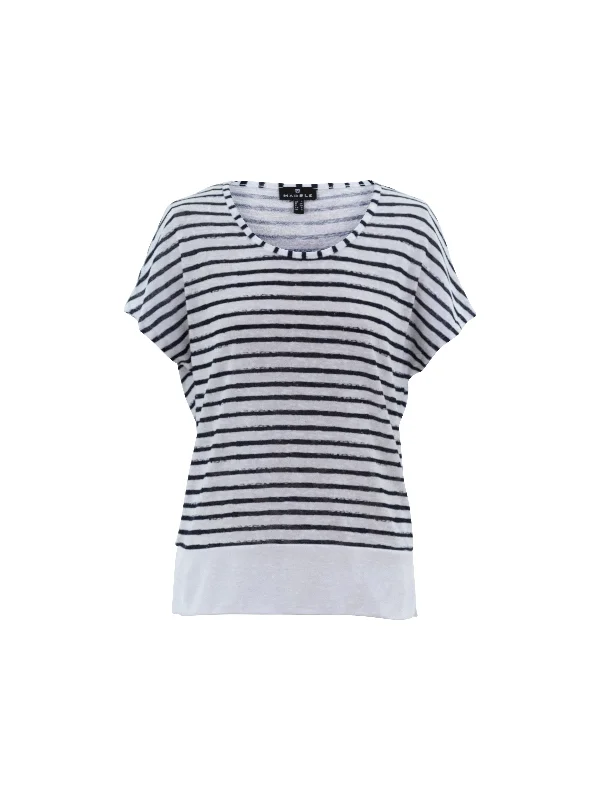 Navy and White Striped Short Sleeve Top