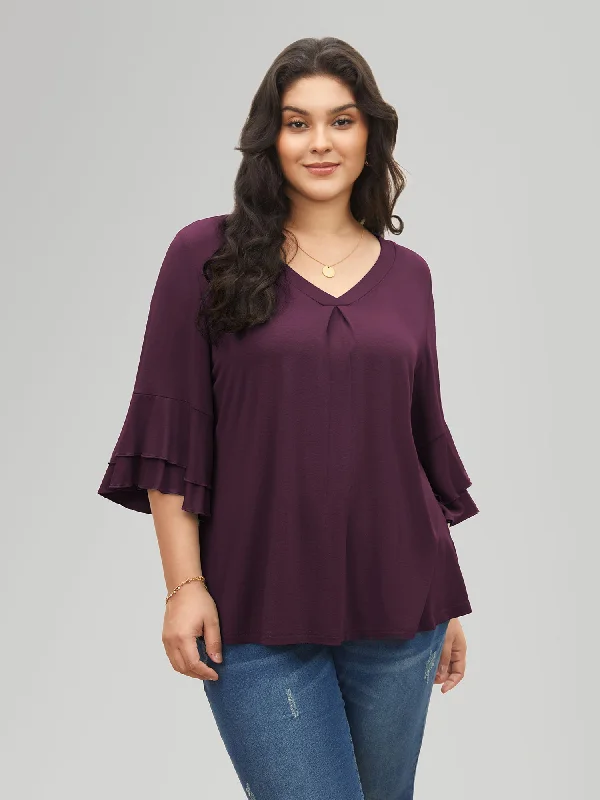 Supersoft Essentials Ruffle Layered Sleeve Pleated T-shirt