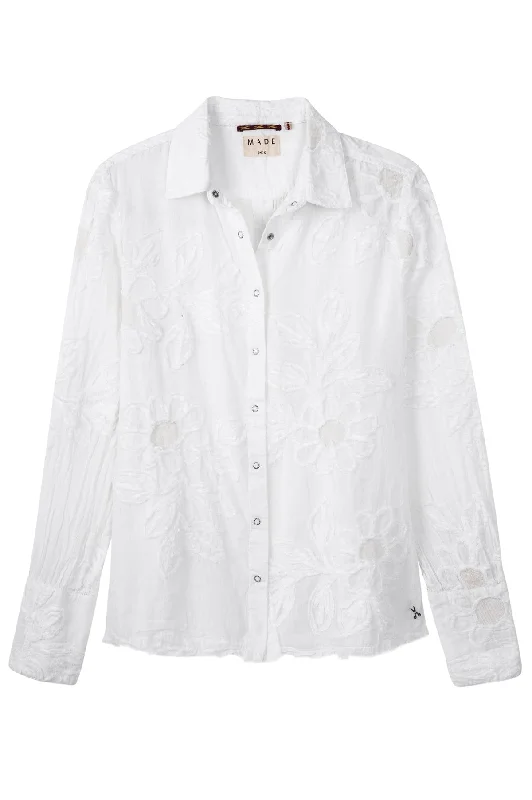 White Isla Flower Applique Blouse