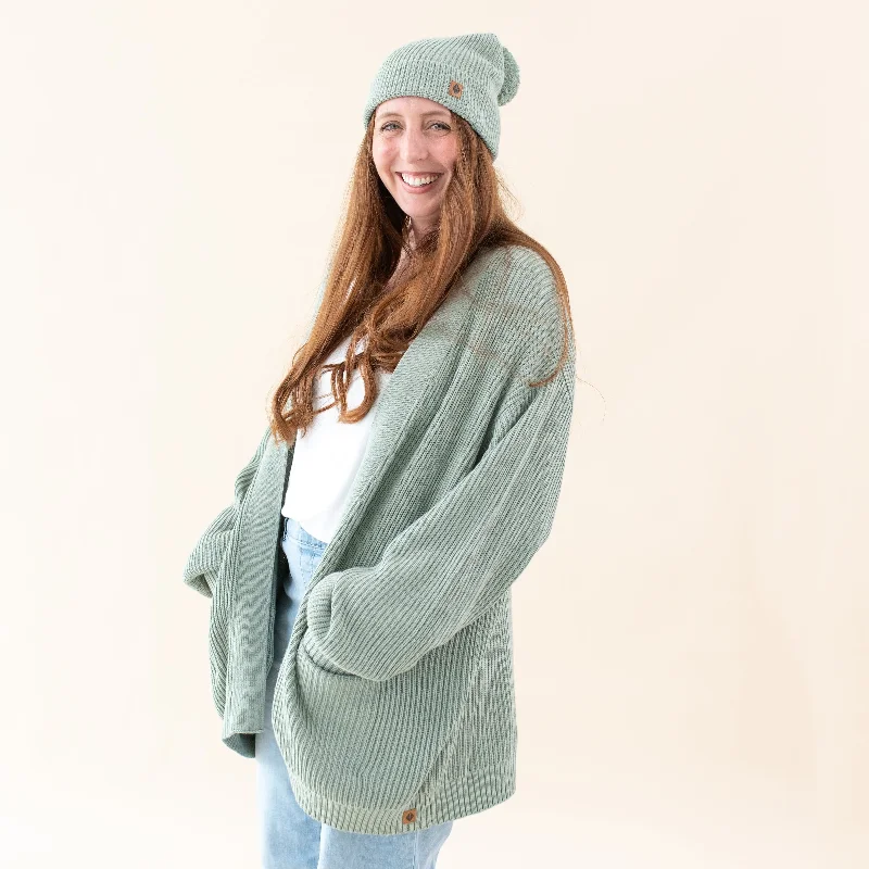 Chunky Knit Women's Oversized Cardigan in Thyme