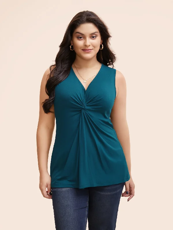 Supersoft Essentials Plain V Neck Twist Front Tank Top