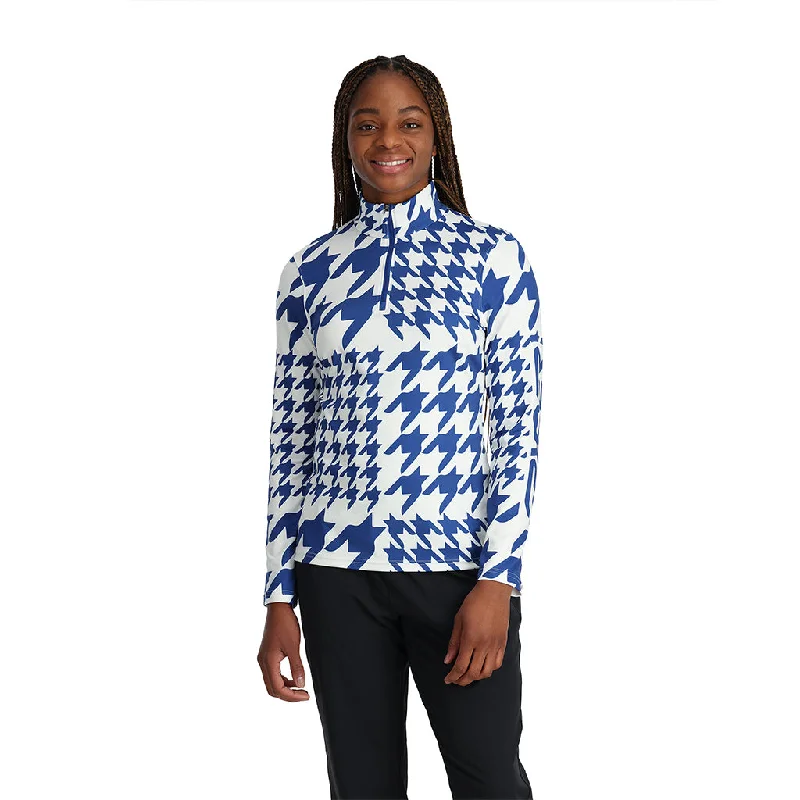 Womens Houndstooth Half Zip - Electric Blue