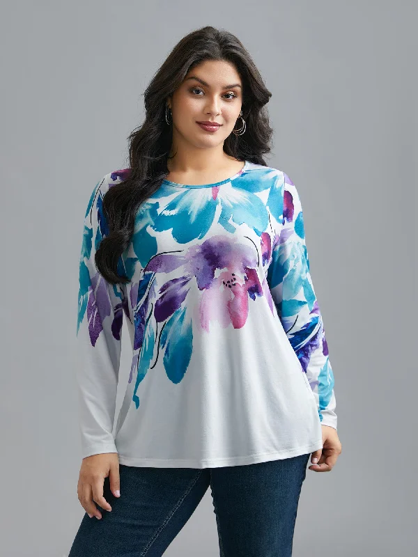 Floral Boho Print Stretchy T-Shirt