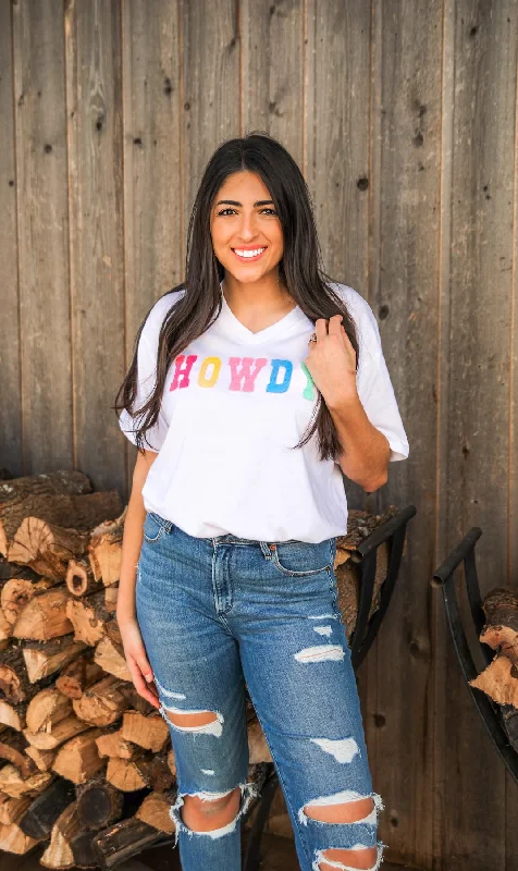 Howdy Patchwork Short Sleeve V-Neck Tee