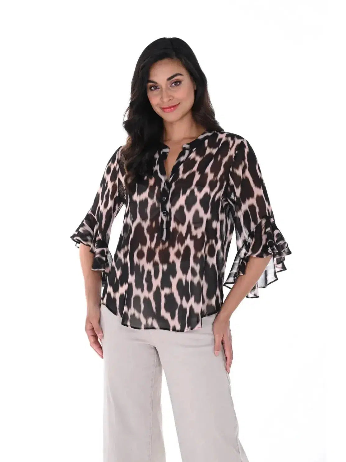 Black and Blush Blouse Style 246351.