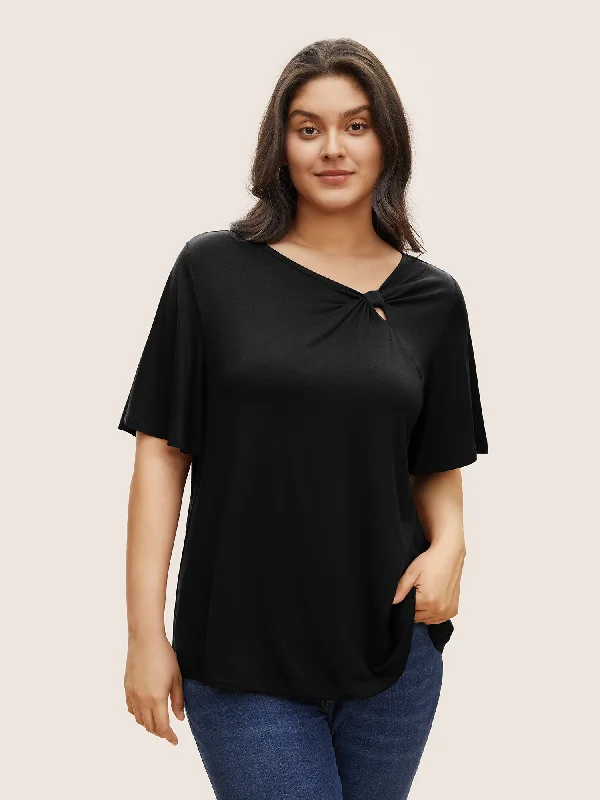 Supersoft Essentials Twist Front Asymmetrical Neck T-shirt