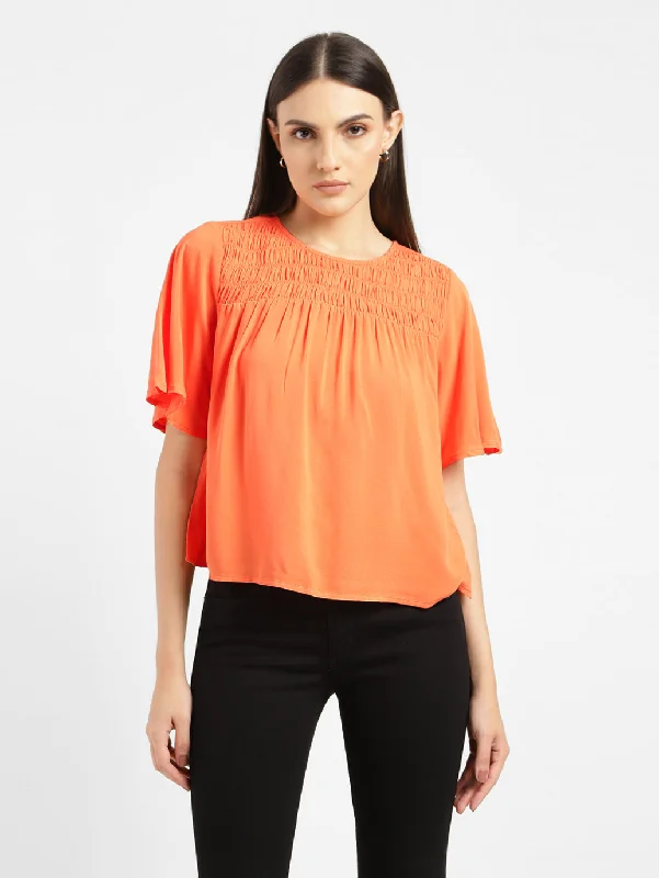 Women's Solid Round Neck Top