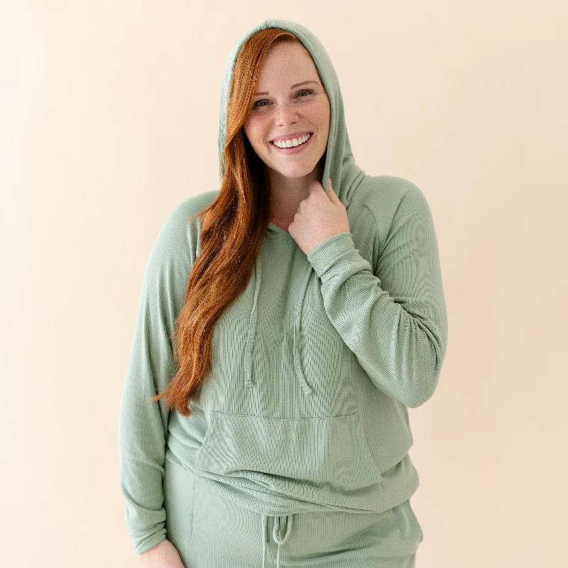 Women's Ribbed Hoodie in Thyme