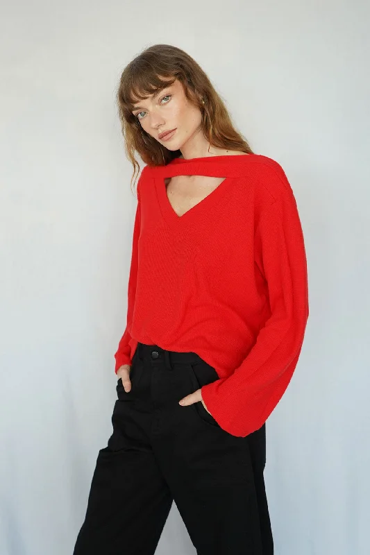 Colette Waffle Top - High Risk Red