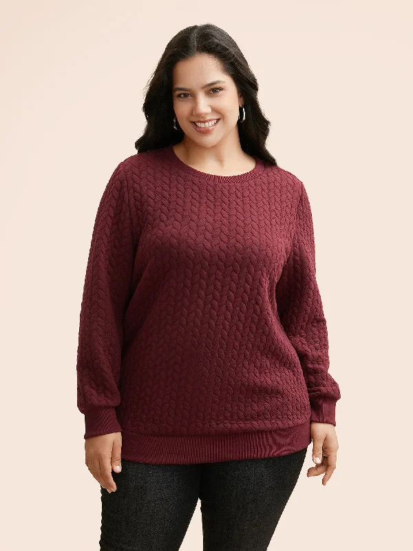 Plain Textured Slightly Stretchy Sweatshirt