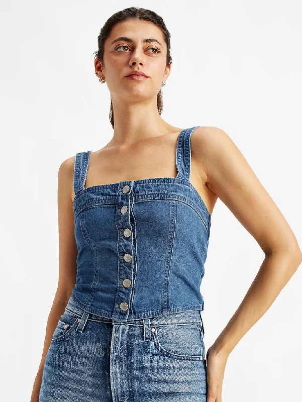 Women's Solid Blue Corset Top