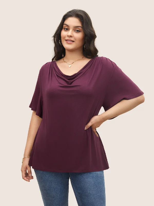 Supersoft Essentials Cowl Neck Ruffle Sleeve T-shirt