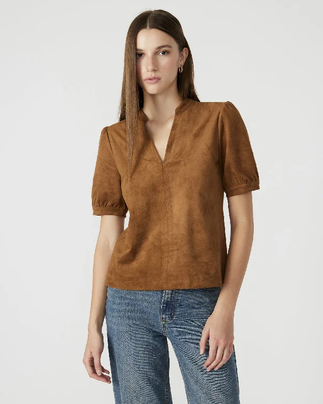 JANE SUEDE TOP COGNAC