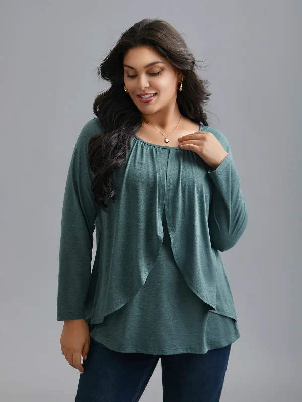 2-In-1 Gathered Ruffle Trim T-Shirt