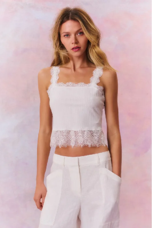 Septa Ribbed Knit Lace Cami