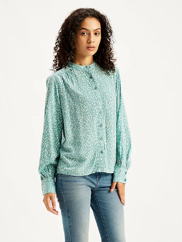 Women's Printed Turquoise Top