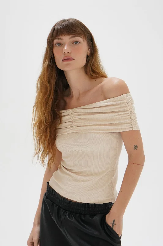 Violet Ribbed Top - Bone