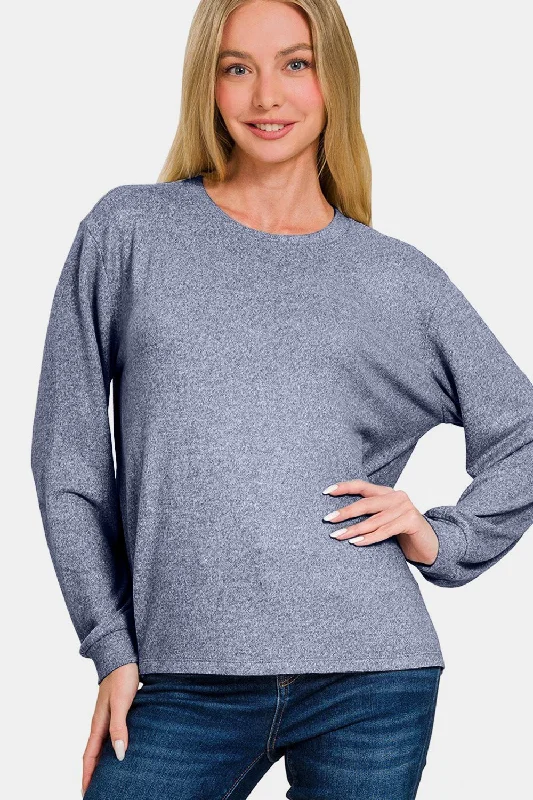 Hacci Round Neck Long Sleeve Top