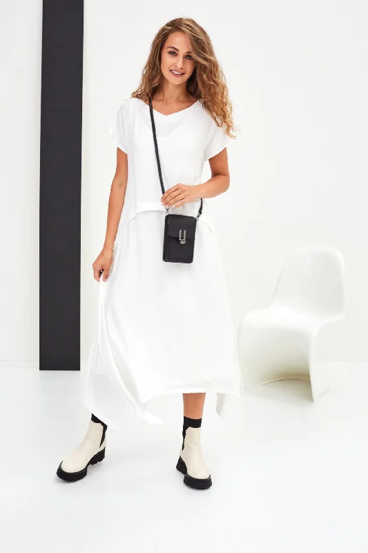 Naya V Neck White Layered Dress