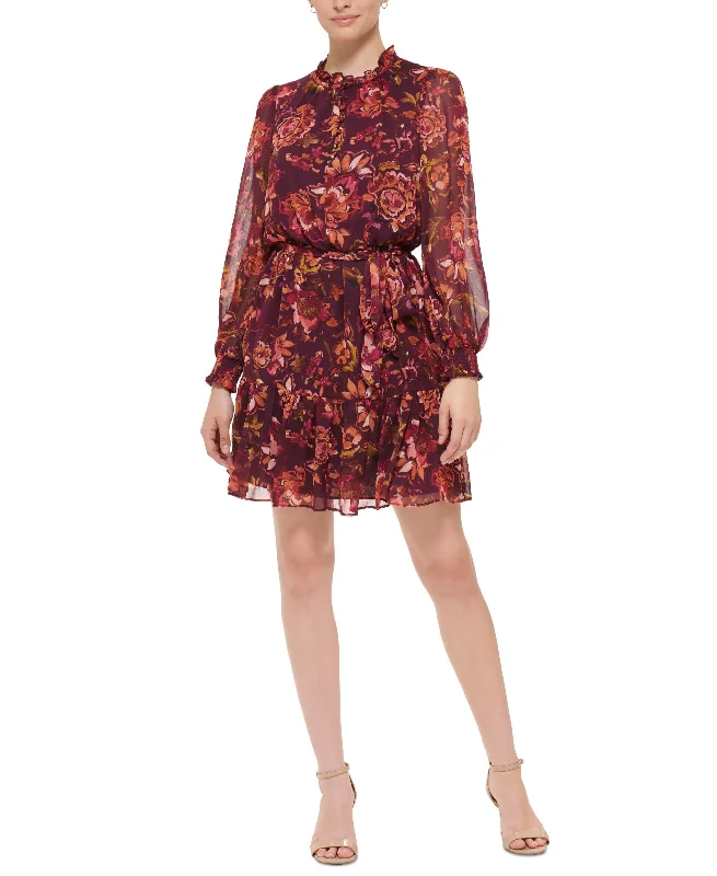 Vince Camuto Womens Printed Fit Flare Dress