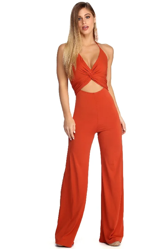 Trendy Twist Front Jumpsuit