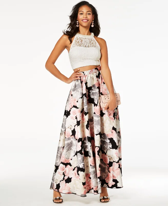 Speechless Juniors Embellished Lace Printed 2 Pc. Gown