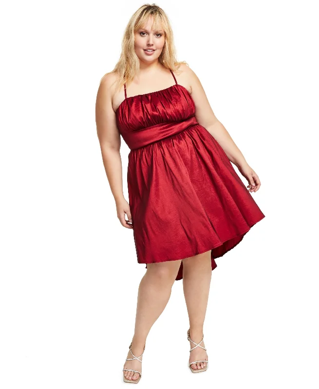 B Darlin Trendy Plus Size High Low Gathered Dress