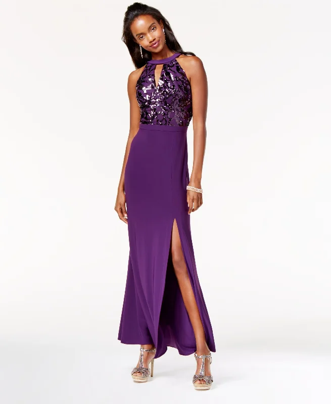 Morgan Company Juniors Side Slit Sequined Gown