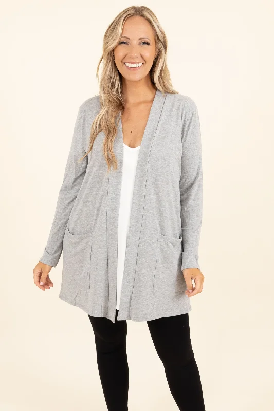 Kindness and Compassion Cardigan, Dark Heather Grey