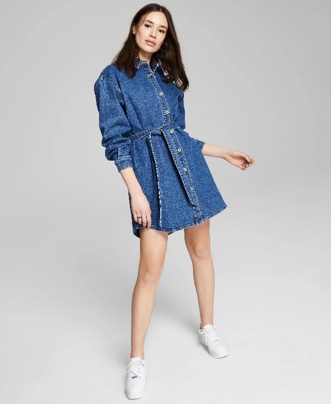 Denim Tie Waist Dress