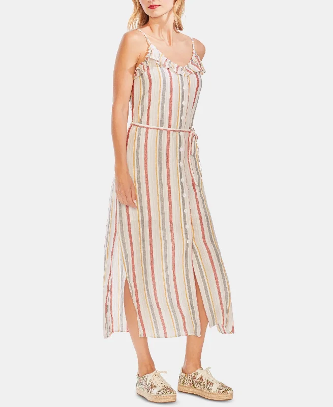 Vince Camuto Ruffle Yoke Linen Maxi Dress