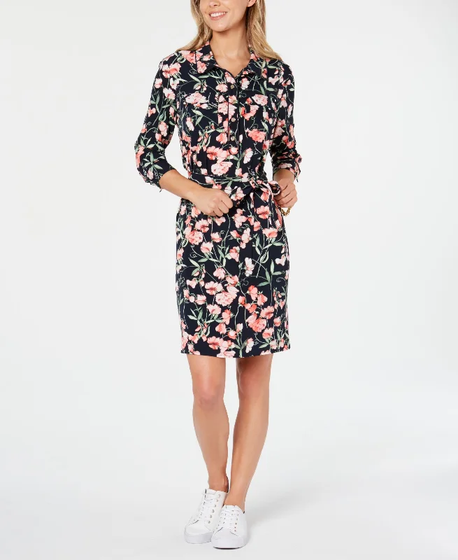 Tommy Hilfiger Floral Print Long Sleeve Dress