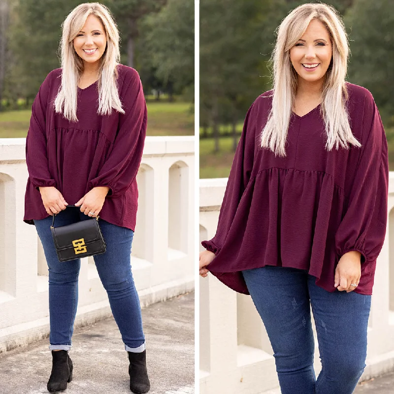 This Is Real, This Is Me Top, Burgundy